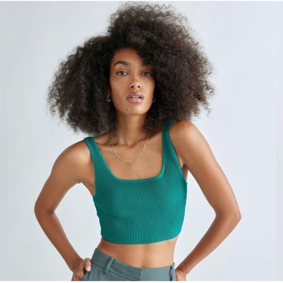 Babaton Tops - Aritzia Babaton Sculpt Knit Tank Top Size XS Stretch in Oxidized Teal NWOT